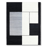 Modern Black White Grey Geometric Block Rug