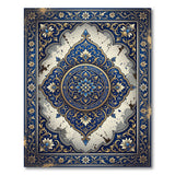 Vintage Blue Persian Medallion Area Rug