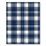 Geometric Modern Navy Blue Plaid Washable Area Rug