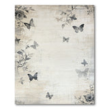 Vintage Floral Butterfly Rose Area Rug