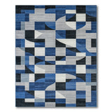 Geometric Modern Blue and Teal Blue Geometric Abstract Area Rug