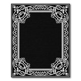 Ornate Black White Floral Frame Black and White Area Rug