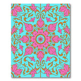 Vibrant Teal Pink Floral Mandala Area Rug
