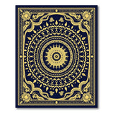 Navy Blue Gold Mandala Persian Area Rug