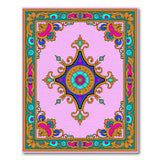 Opulent Pink Medallion Rug with Teal Gold Borders