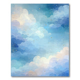 Dreamy Blue Clouds Area Rug with Golden Sparks
