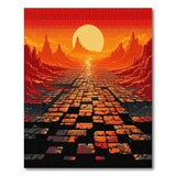 Fiery Red Canyon Sunset Brick Road Rug