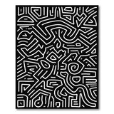Black and White Geometric Modern Intricate Black White Geometric Maze Rug