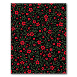 Red Poppy Floral Area Rug on Black