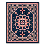 ODIKA Washable Navy and Peach Mandala Vintage Low Pile Area Rug