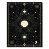 Ornate Gold Celestial Sun Stars Black Area Rug