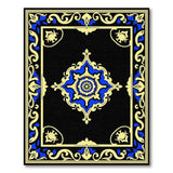 Ornate Blue Gold Medallion Persian Rug