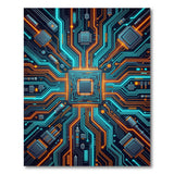 Neon Circuit Blue Teal Washable Area Rug