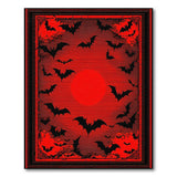 Gothic Black Bats Red Moon Area Rug