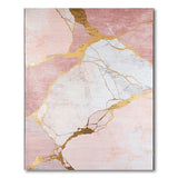 Blush Pink Kintsugi Gold Marble Area Rug