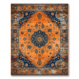 Orange Blue Persian Medallion Area Rug