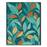 Teal Overlapping Leaves Abstract Area Rug