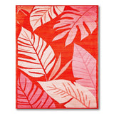 Vibrant Red Monstera Leaf Area Rug