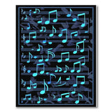 Neon Cyan Music Notes Area Rug