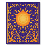 Purple Sunburst with Gold Floral Border Area Rug