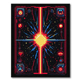 Red Frame Yellow Burst Area Rug