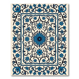 Blue and Teal Elegant Blue Floral Persian Medallion Rug