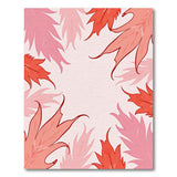 Pink Maple Leaf Frame Area Rug