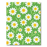 Cheerful White Daisy Green Area Rug