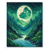 Wolf Moon Enchanted Valley Green Area Rug