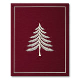 White Christmas Tree Silhouette on Deep Red Area Rug