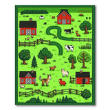 Whimsical Farmyard Cartoon Area Rug