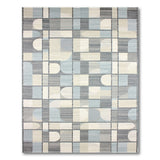Blue and Teal Abstract Geometric Blue Grey Area Rug