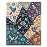 Whimsical Patchwork Birds Blooms Boho Rug