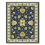 Navy Blue Gold Floral Persian Area Rug