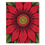 Floral Vintage Bold Red Poinsettia Floral Area Rug