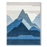 Geometric Modern Layered Blue Mountains Geometric Area Rug