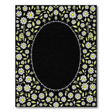 Black Daisy Floral Oval Frame Area Rug
