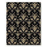 Elegant Black Gold Damask Area Rug