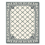 Vintage Green Floral Lattice Cream Rug