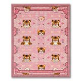 Playful Pink Cartoon Tiger Cub Area Rug