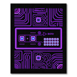 Purple Purple Neon Circuit Geometric Area Rug