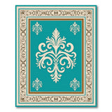 Elegant Teal Damask Medallion Area Rug