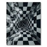 Ethereal Checkerboard Smoke Black White Area Rug