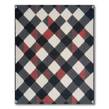 Black Grey Red Geometric Diamond Area Rug