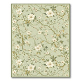 ODIKA Sage Green Botanical Floral Washable Area Rug - Low Pile Non-Slip