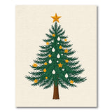 Whimsical Christmas Tree Area Rug with Golden Stars