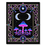 Psychedelic Neon Mushroom Moon Area Rug