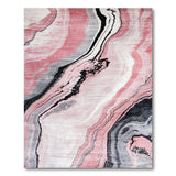 ODIKA Washable Pink Abstract Marble Area Rug - Non-Slip Low Pile Modern Rug