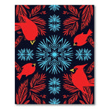 Red Cardinal Birds Snowflakes Area Rug