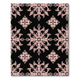 Ornate Pink Floral Medallion Black Area Rug